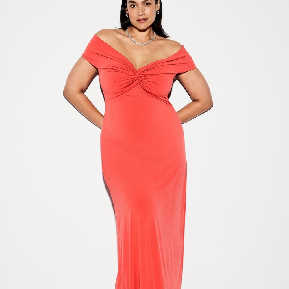Old Navy Bright Coral Off the Shoulder Cocktail Dress - Picture 6 of 10